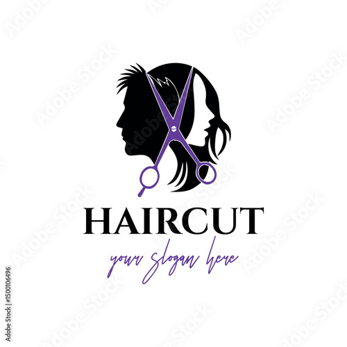 hair cutting and body hair removal logo design vector
