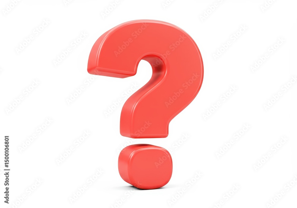 3D Illustration of Red question mark isolated on white background representing uncertainty 3D Illustration of Red question mark isolated on white background representing uncertainty