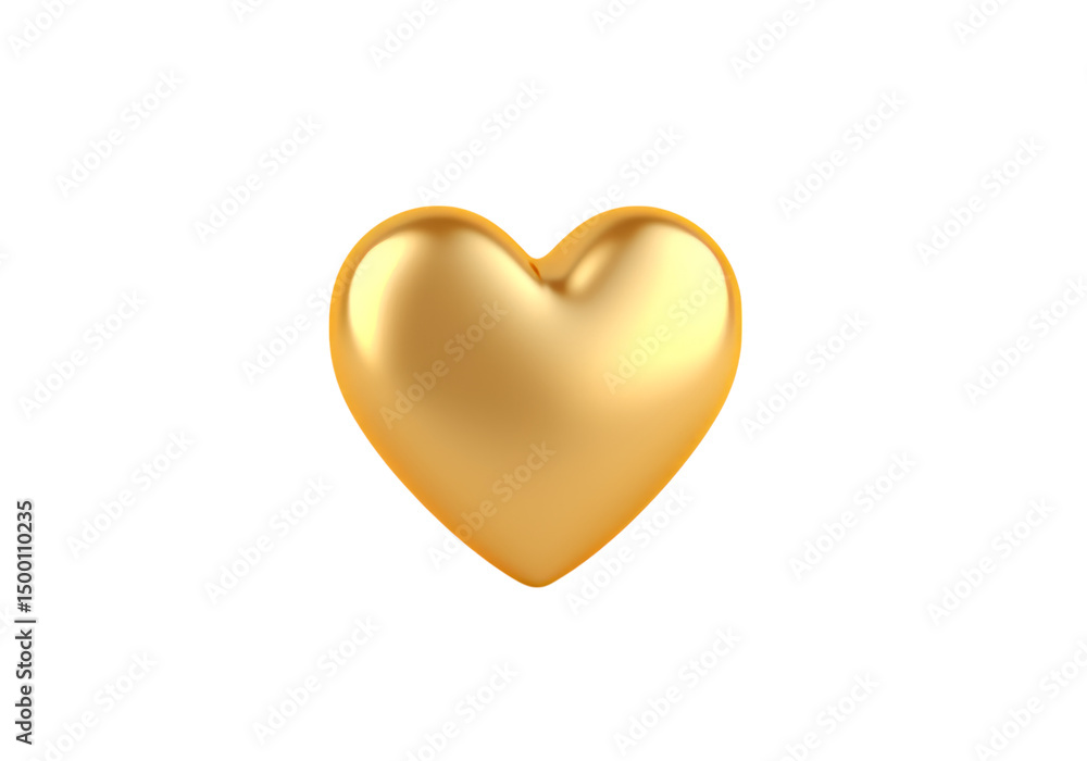 Golden heart shape 3d render isolated on a white background, Png Transparent Background Golden heart shape 3d render isolated on a white background, Png Transparent Background