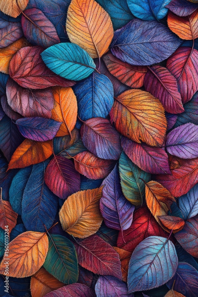 Vibrant fall leaves in a multitude of colors Vibrant fall leaves in a multitude of colors
