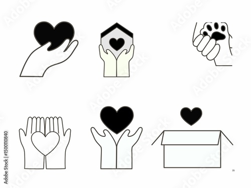 A set on Non- profit icon on white background
