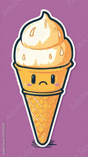Cute ice cream sticker design