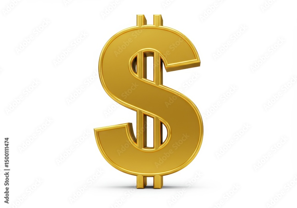 Fototapeta premium 3D Illustration of Golden dollar sign isolated on white background representing wealth