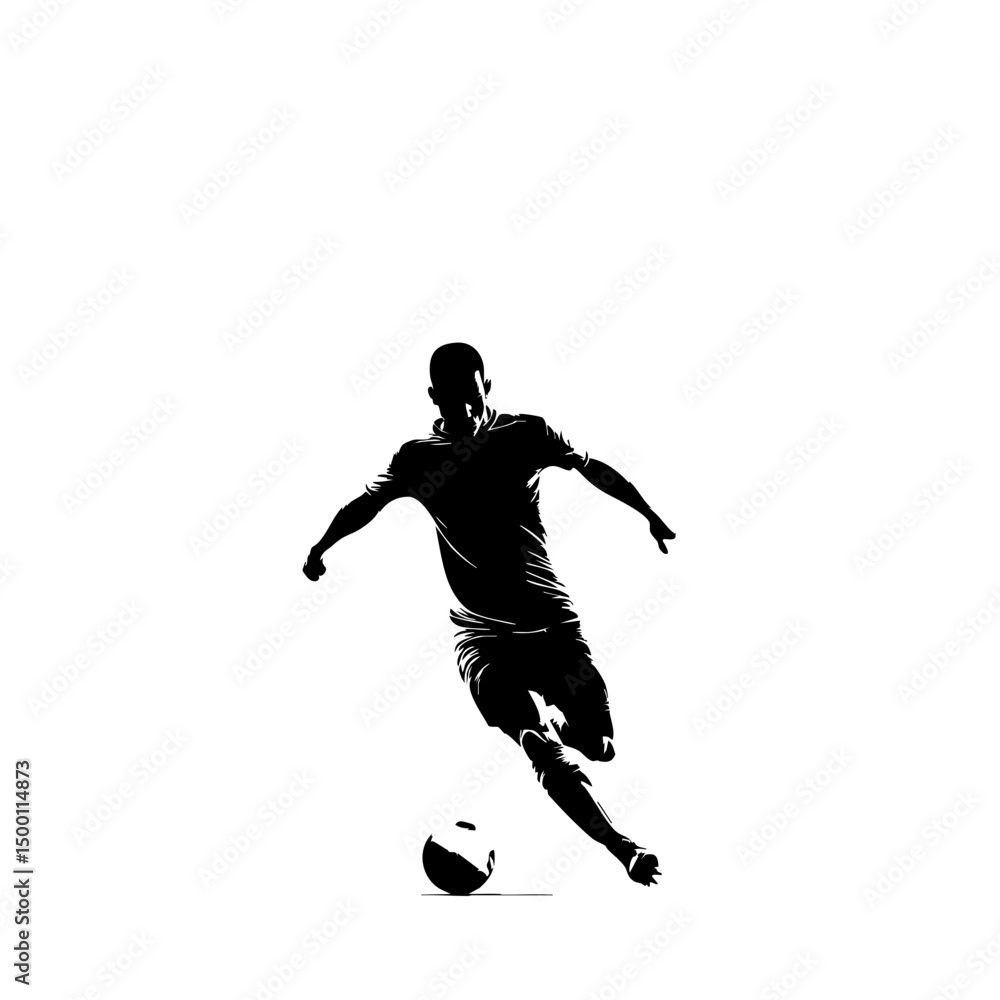 Fototapeta premium Striker Kicking Ball - Minimalist Football Clipart