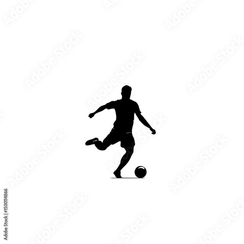 Striker Kicking Ball - Minimalist Football Clipart
