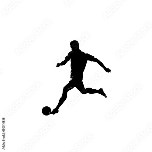 Striker Kicking Ball - Minimalist Football Clipart