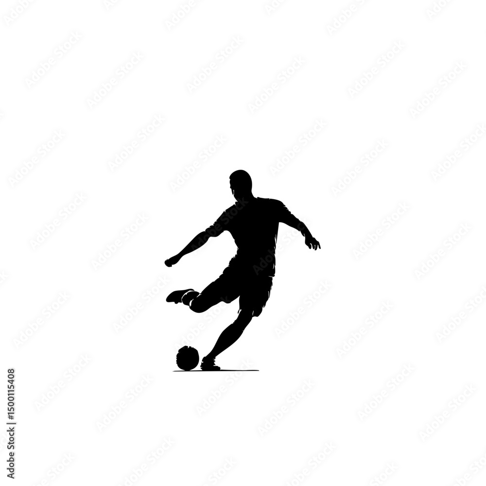 Fototapeta premium Striker Kicking Ball - Minimalist Football Clipart