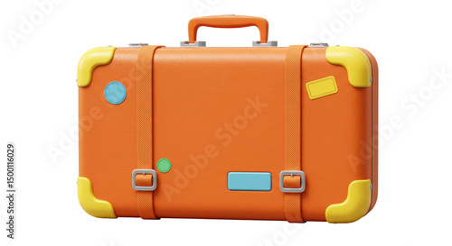 Isolated Vintage Orange Suitcase