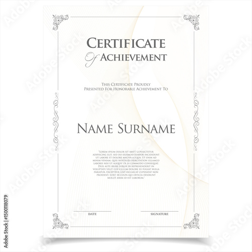Certificate Template Business Training Achievement with Elegant and luxurious certificate awards template 