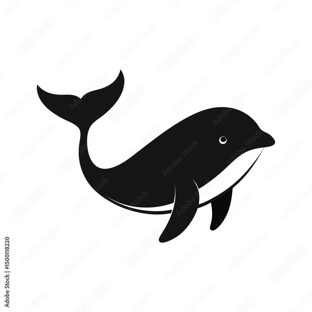 Fototapeta premium whale silhouette vector icon on white background