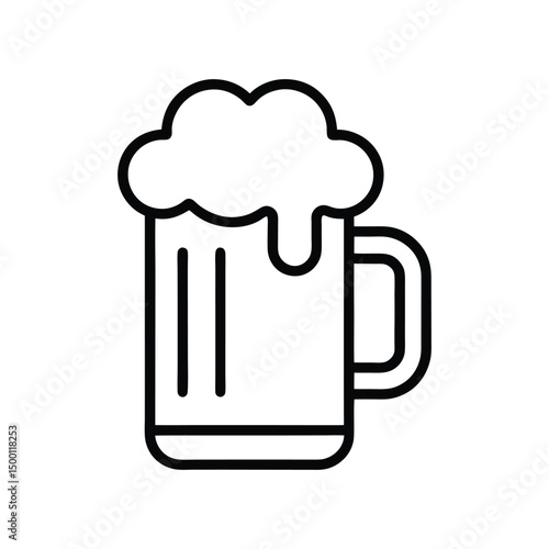 mug of beer outline icon on white background