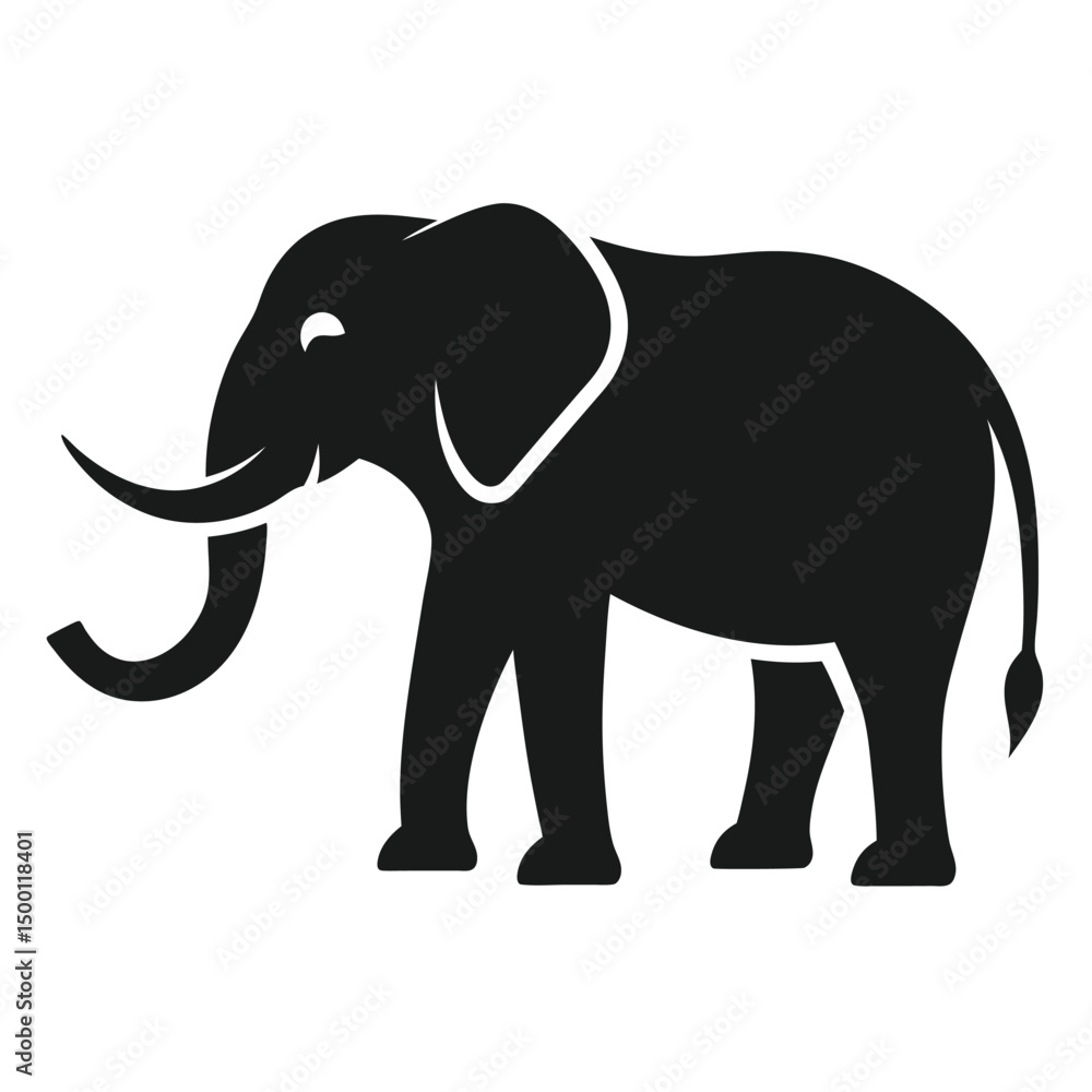 Obraz premium vector illustration of an elephant silhouette icon on white background
