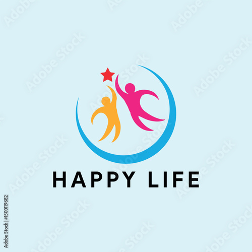 healthy happy life logo design vector