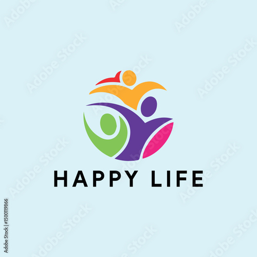 healthy happy life logo design vector