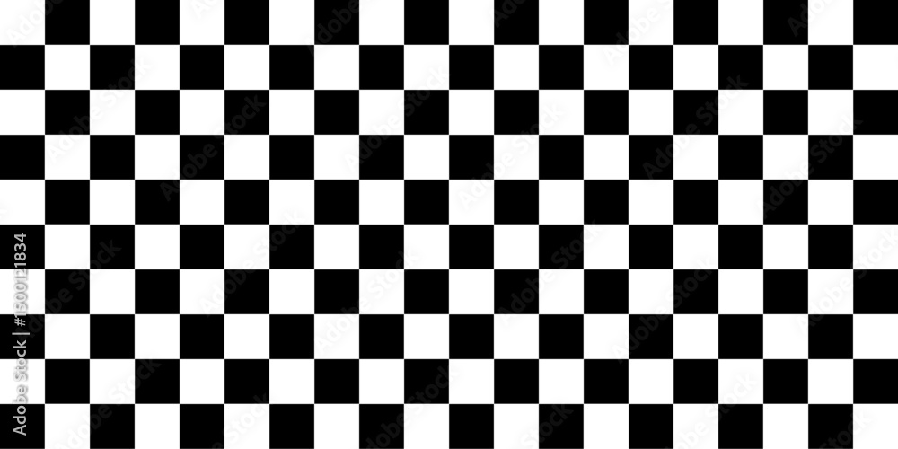 Fototapeta premium Checker background. Checkerboard seamless vector illustration. Black and white chess pattern. Grid geometric rectangle shape. Black Chessboard Pattern Wallpaper Background