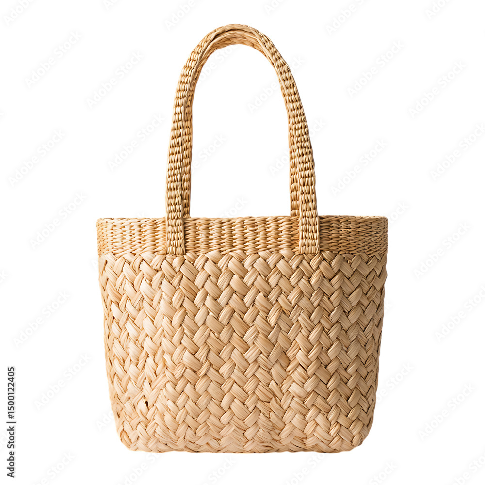 Elegant Straw Tote Bag with Refined Weaving Isolated on Transparent Background Elegant Straw Tote Bag with Refined Weaving Isolated on Transparent Background