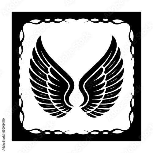 Black Tribal Feather Wings with Artistic Edge
