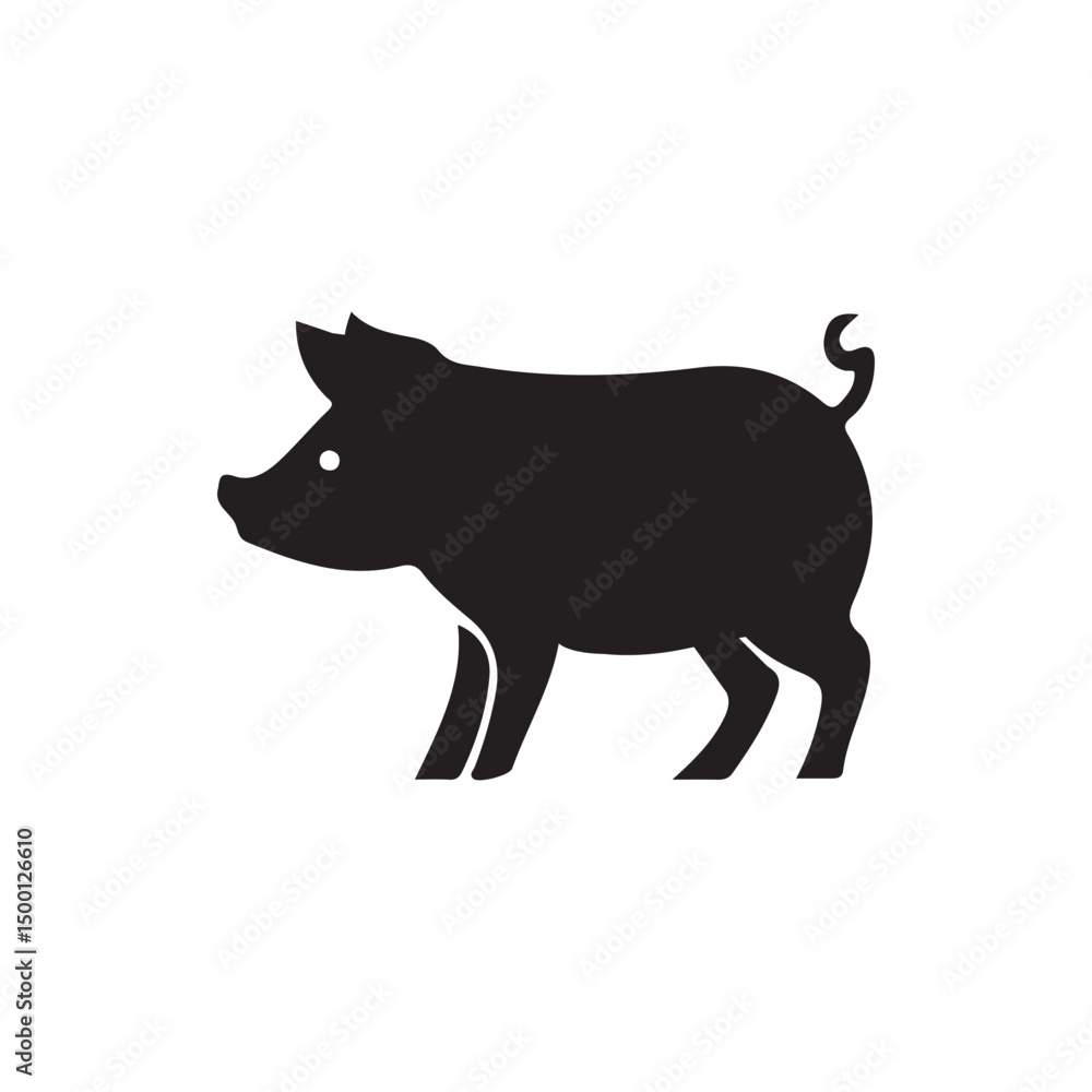 Simple Silhouette of a Pig.A clean, bold silhouette of a pig, perfect for agricultural, farming, or food-related projects. Simple Silhouette of a Pig.A clean, bold silhouette of a pig, perfect for agricultural, farming, or food-related projects.