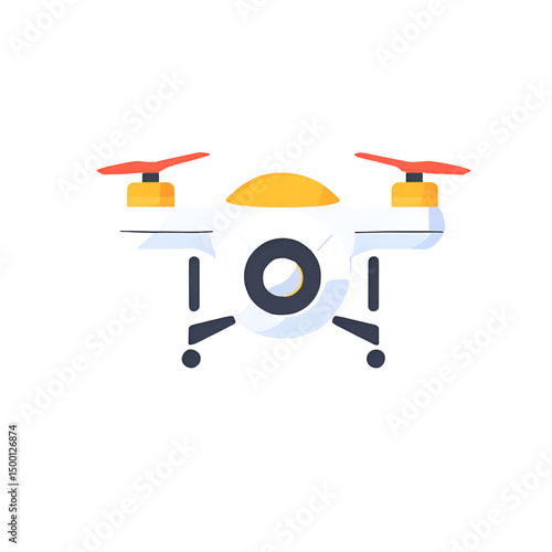 Realistic drone 3D icon in isometric view, modern quadcopter with propellers, high-tech design for aviation, delivery, or surveillance themes. Isolated vector render on transparent background
