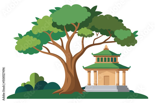Tree near ancient temple
