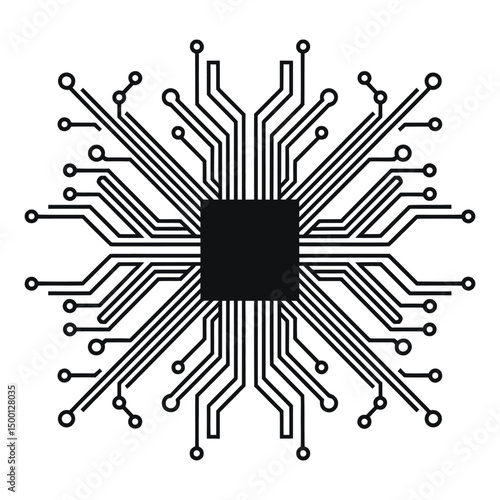 Clean, geometric design of a circuit board pattern.