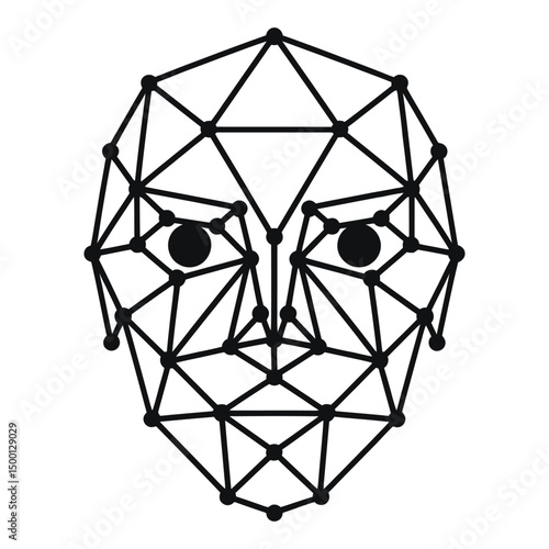 A graphic representation of facial recognition technology.
