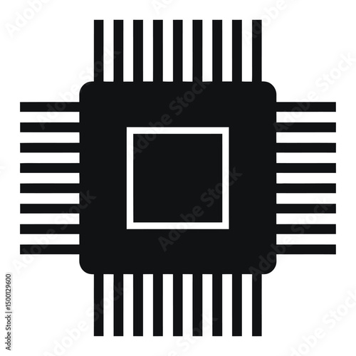 A clean, vector graphic of a microprocessor chip, perfect for representing technology, computer hardware, or electronics.