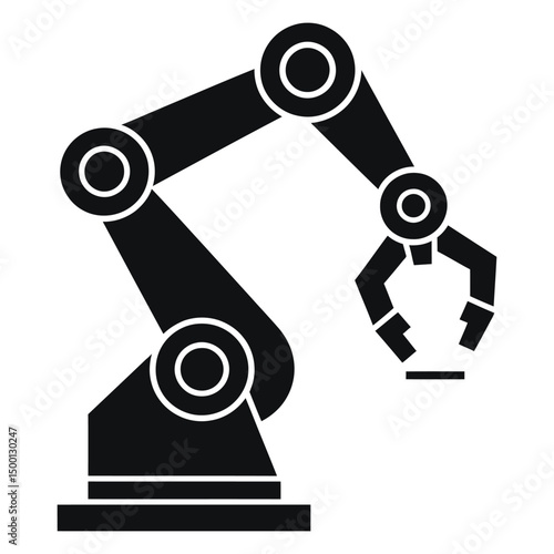 This is a classic, minimalist icon of a robotic arm with a gripper.