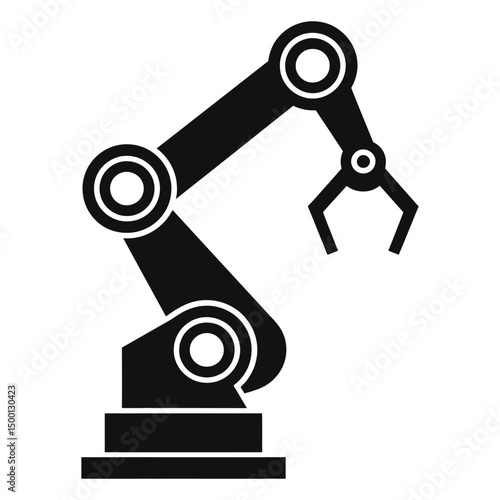 This is a classic, minimalist icon of a robotic arm with a gripper.