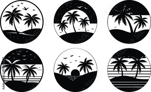 Collection of Palm trees vector silhouette