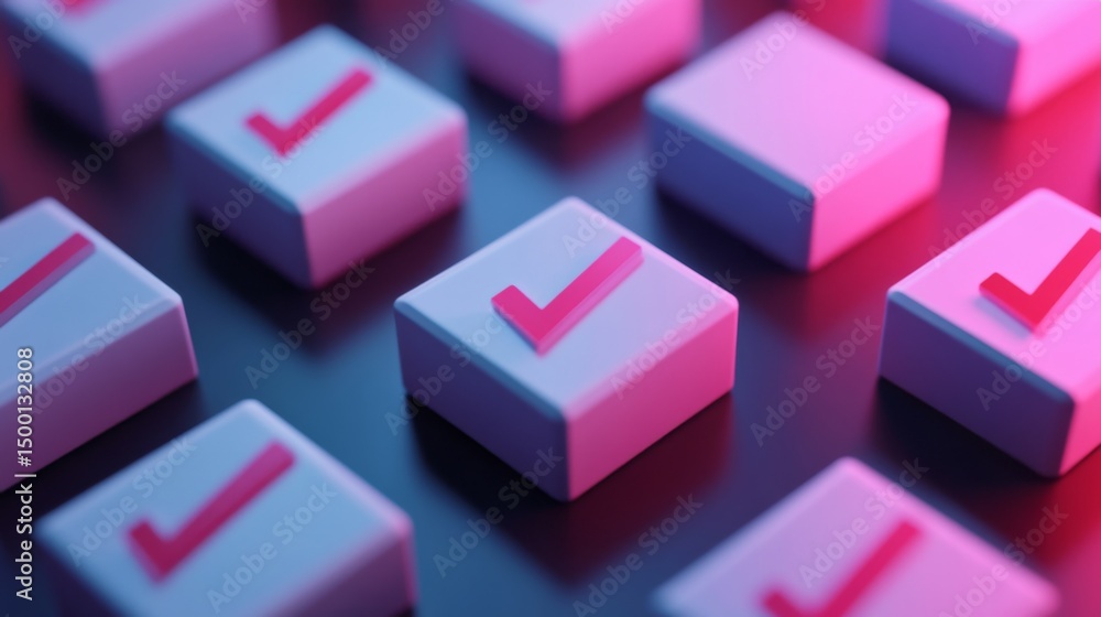 Obraz premium Checked box 3d render icons - 