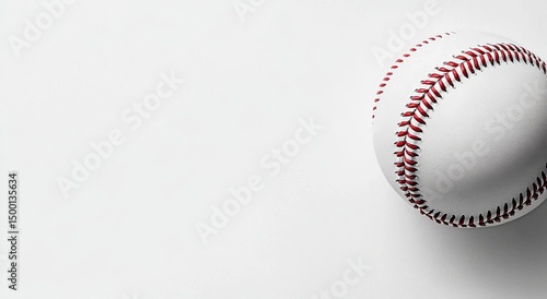 Classic Baseball Resting on a Clean Surface Showcasing Its Iconic White Leath...