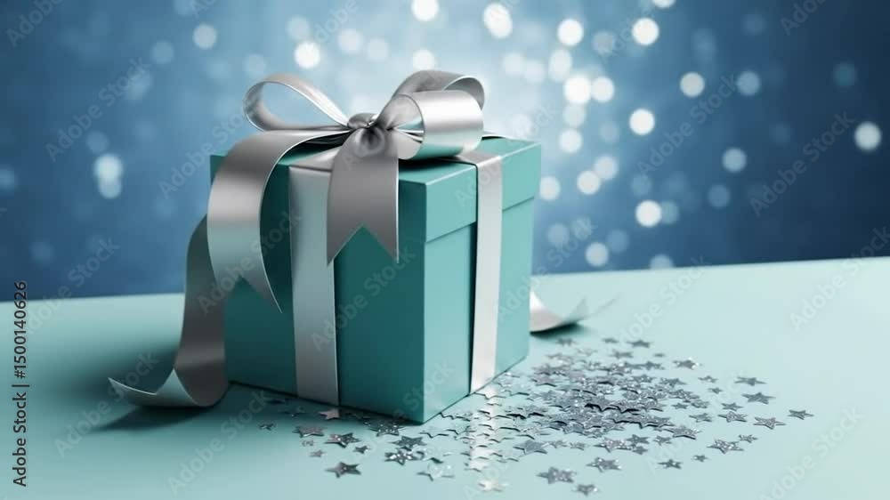 Wrapped in elegance, a token of appreciation sits amidst a sprinkle of stars. A moment of joy, perfectly presented.