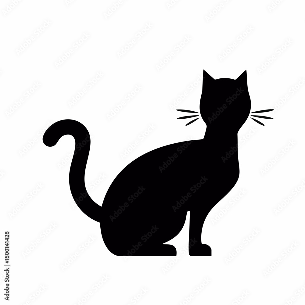 Vector illustration of a seated cat silhouetteVector image Vector illustration of a seated cat silhouetteVector image