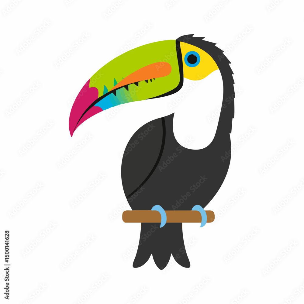 Obraz premium Toucan perched on branch. Vector image