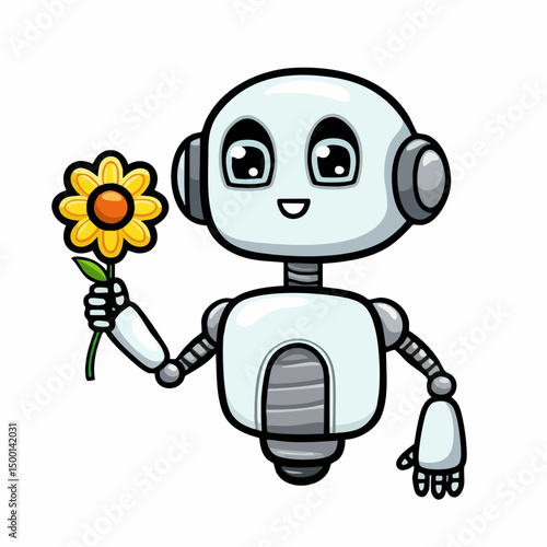 Robot holding flowerVector image