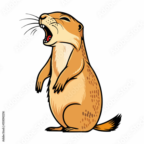 Prairie Dog Yawning. Vector image