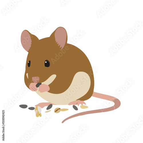Mouse Eating Seeds. Vector image