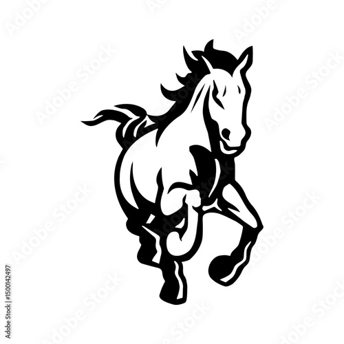 Stylized Horse Vector – Black Silhouette on White Background for Print & Web