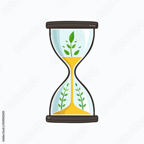 Hourglass with Growing Plants. Vector image