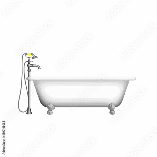 Clawfoot bathtub with floor-mounted faucetVector image
