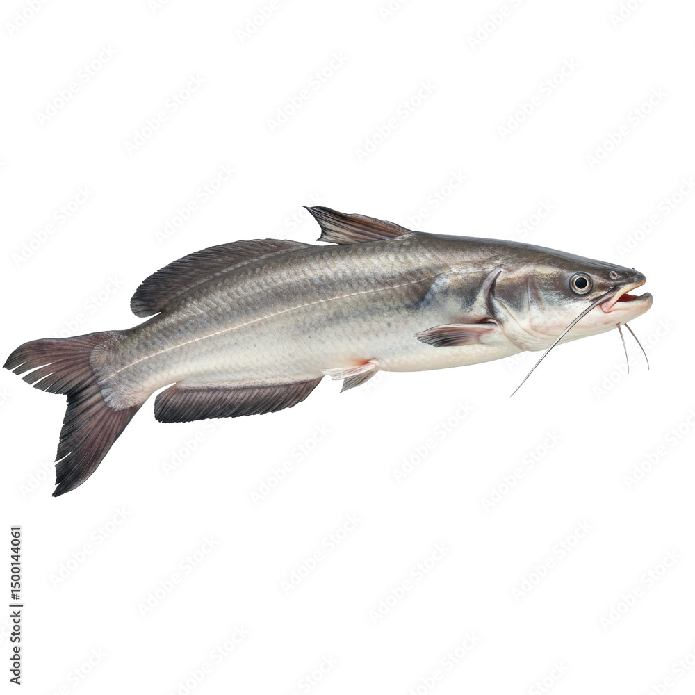 Naklejka premium Catfish on White Background Side View