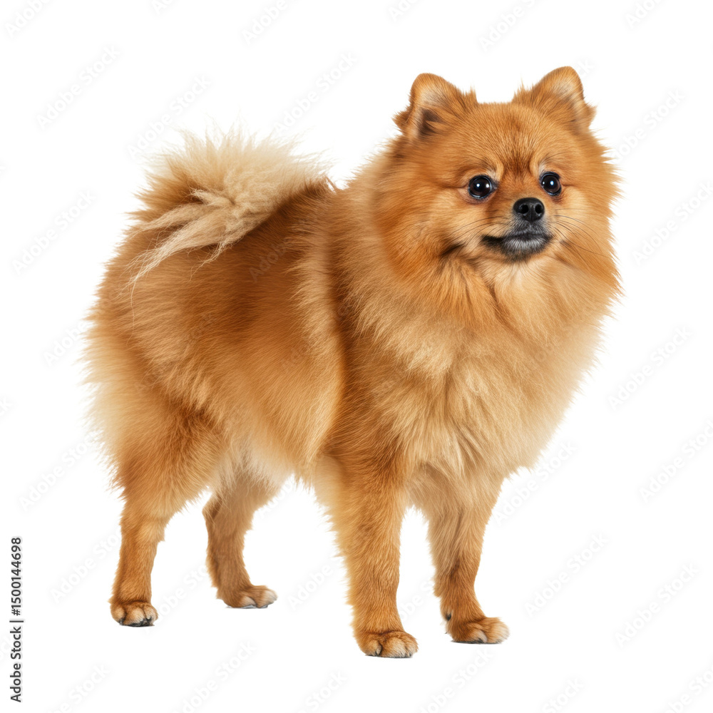 Obraz premium Pomeranian Dog Standing on White Background