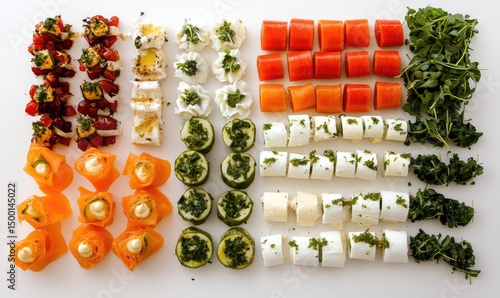 Office catering with assorted canapés. AI generated illustration.