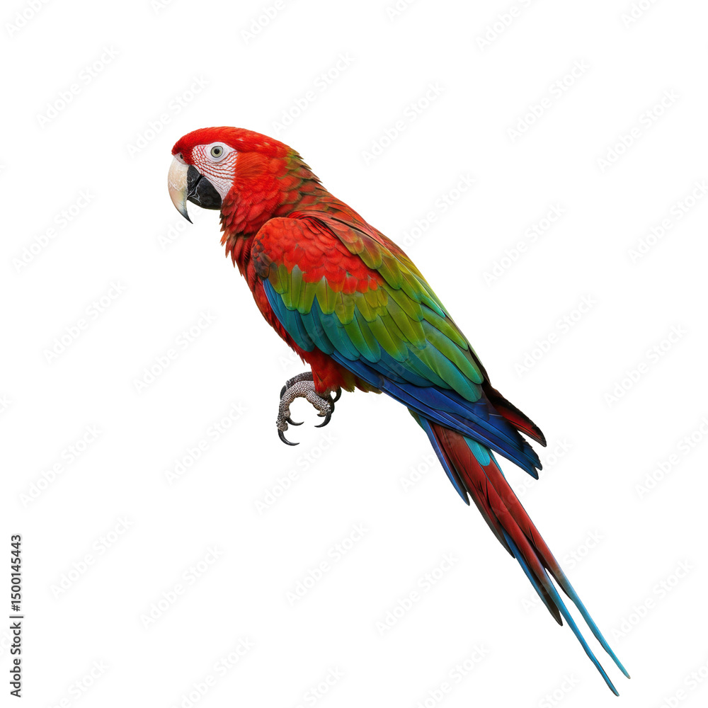 Obraz premium Scarlet Macaw Parrot on White Background