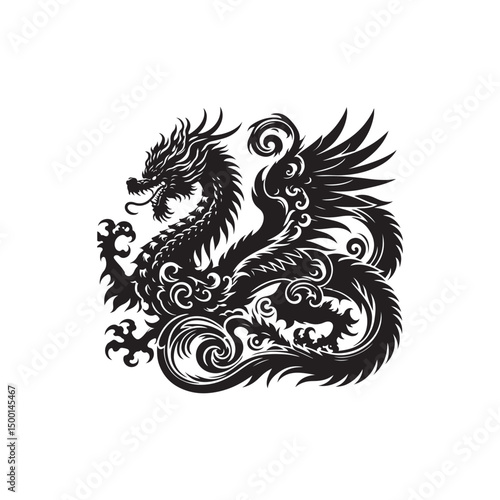 Wallpaper Mural Mythical Drgon Vector (3).eps Torontodigital.ca