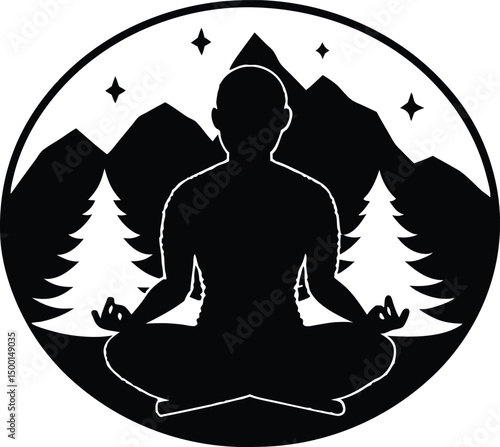 solo traveler meditating silhouette