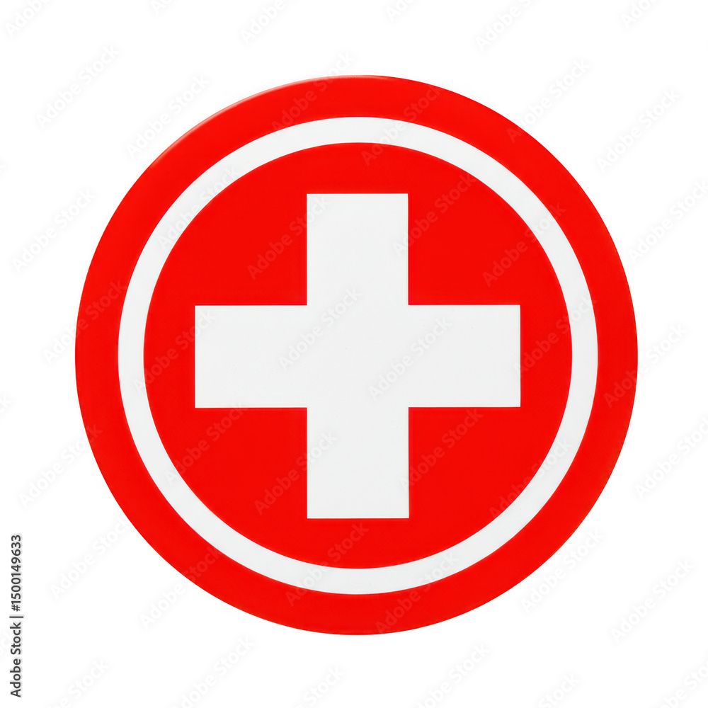 Obraz premium Red circle medical cross sign isolated on transparent background