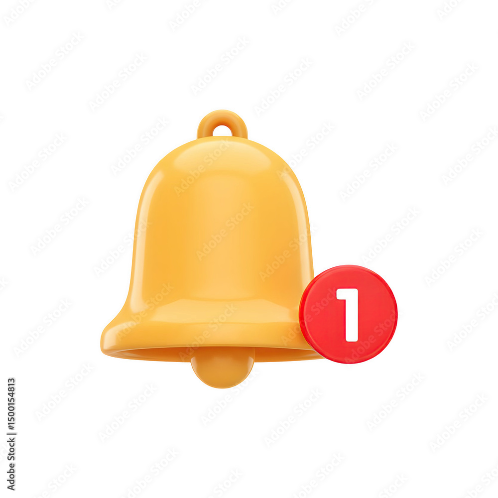 Yellow bell with red notification bubble Yellow bell with red notification bubble