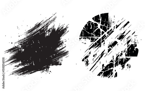 Abstract black ink splatter brush stroke grunge texture
